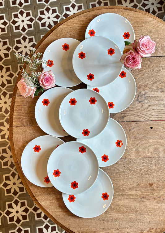 Lot de 10 assiettes plates vintage, Scherzer Bavaria