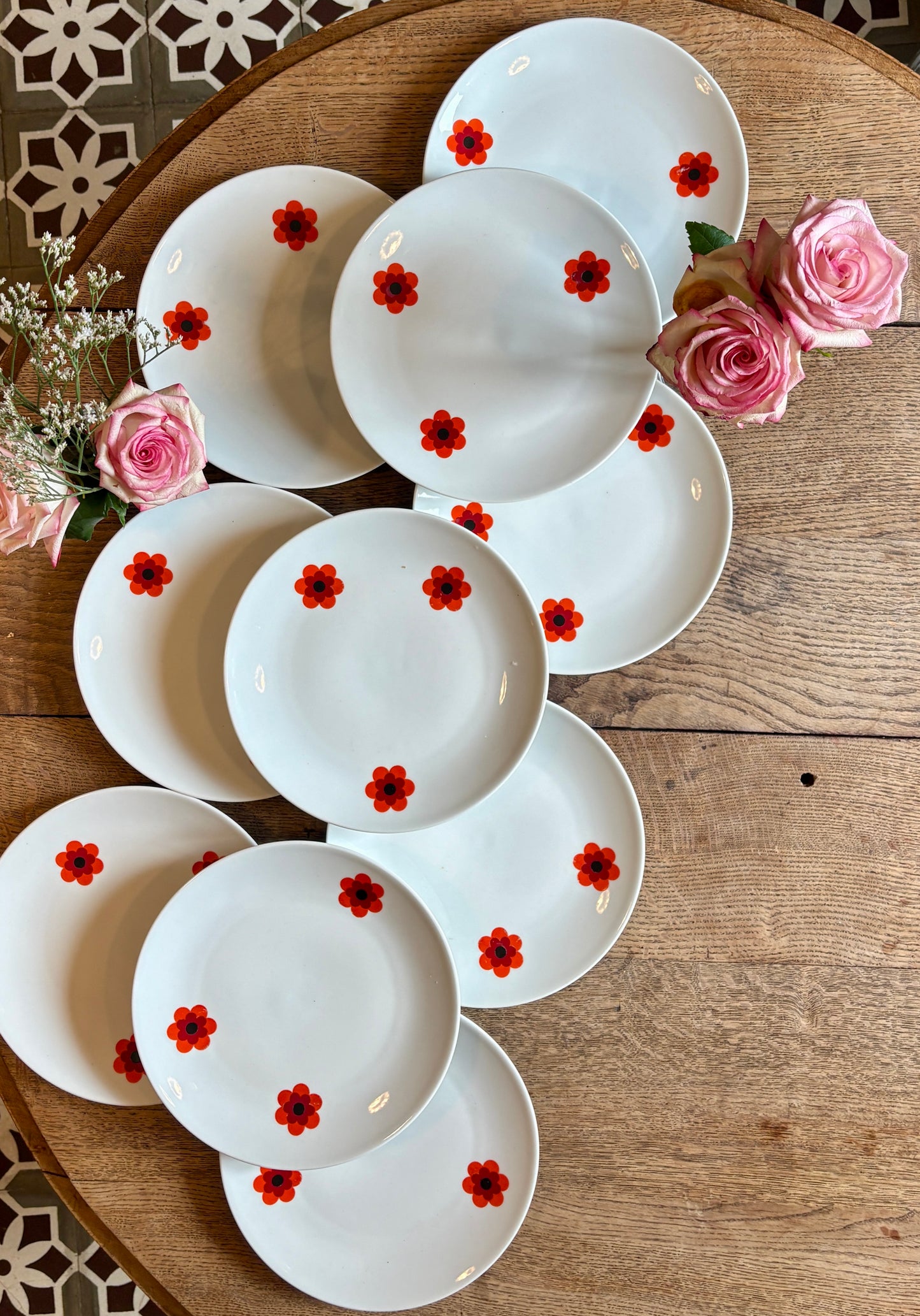 Lot de 10 assiettes plates vintage, Scherzer Bavaria