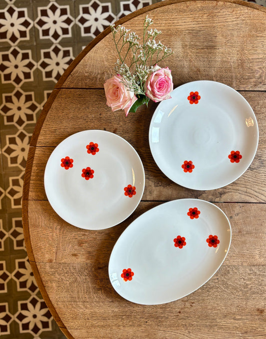 Lot de 3 plats de service vintages Scherzer Bavaria