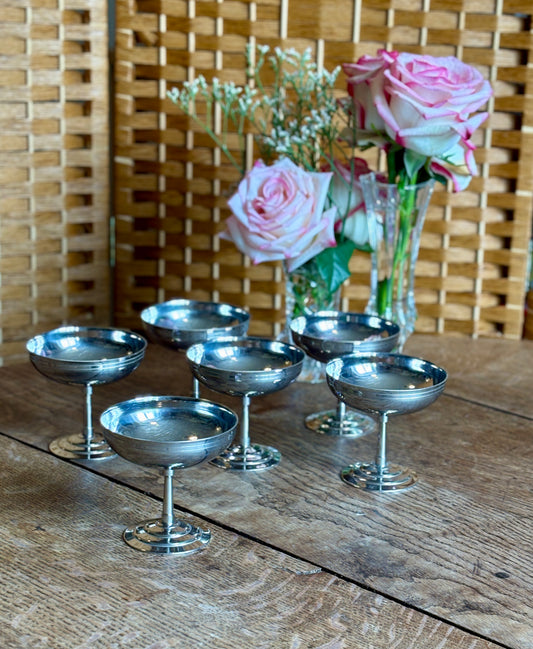 Lot de 6 coupes à dessert vintage en inox