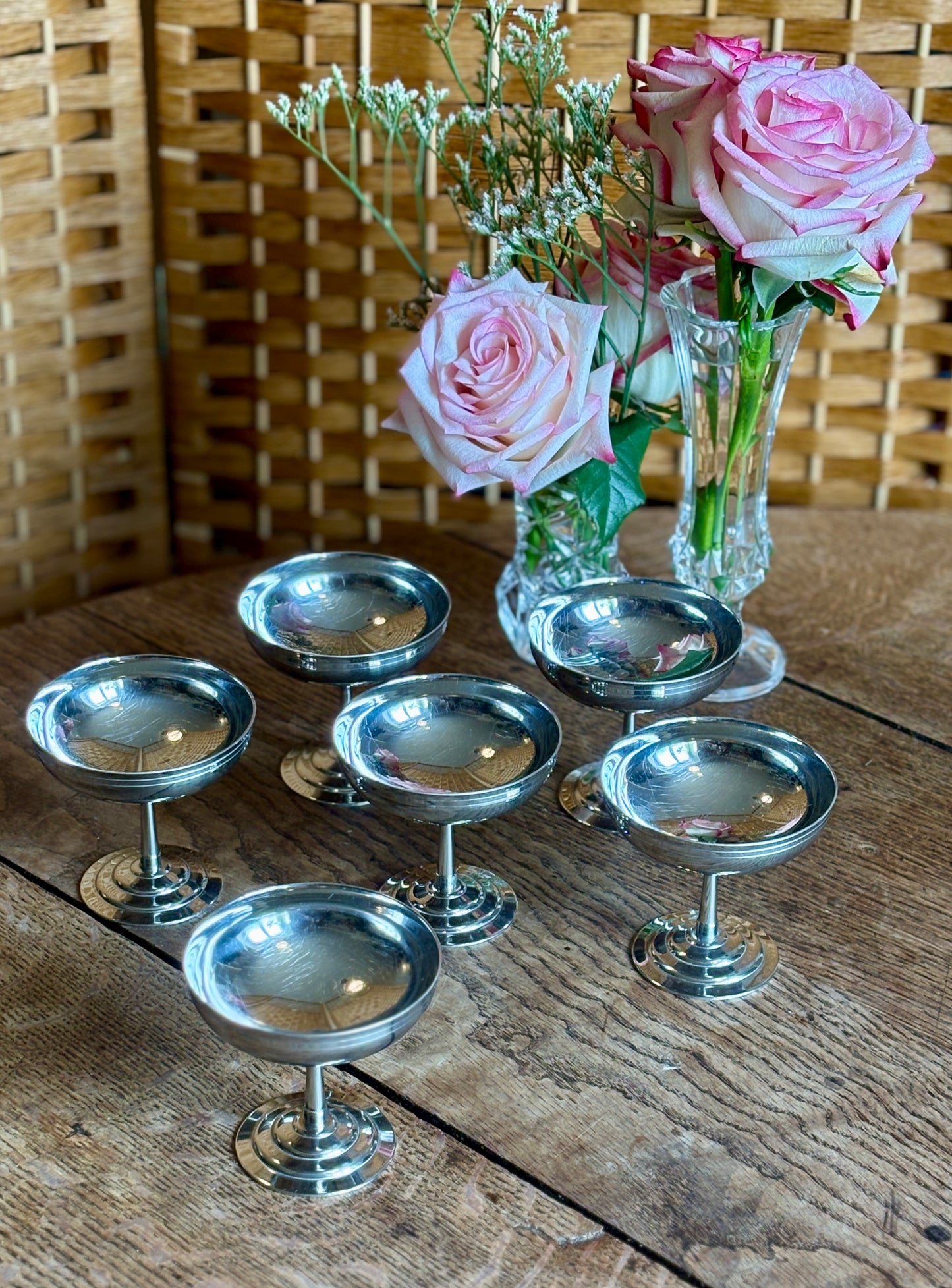 Lot de 6 coupes à dessert vintage en inox