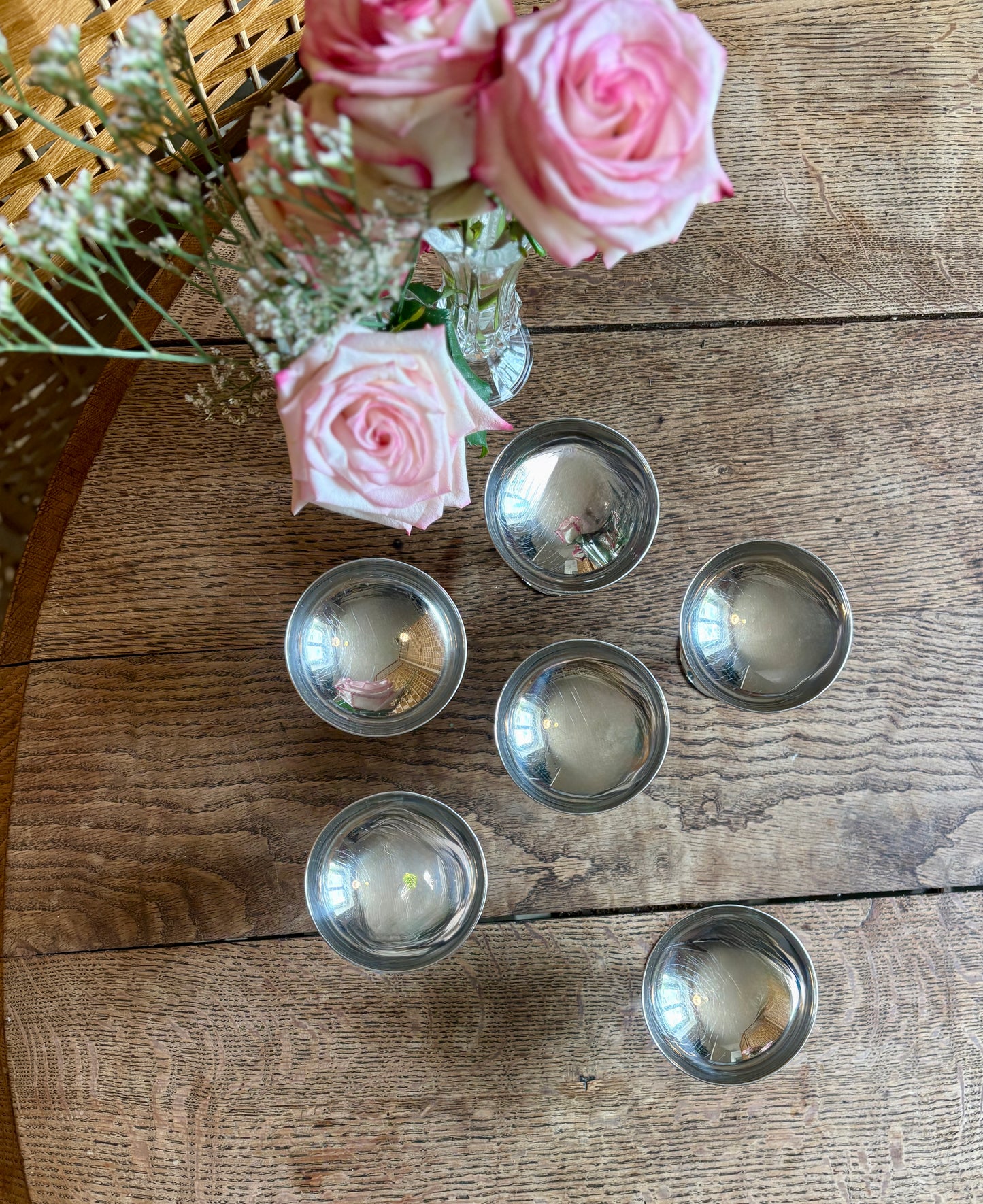 Lot de 6 coupes à dessert vintage en inox