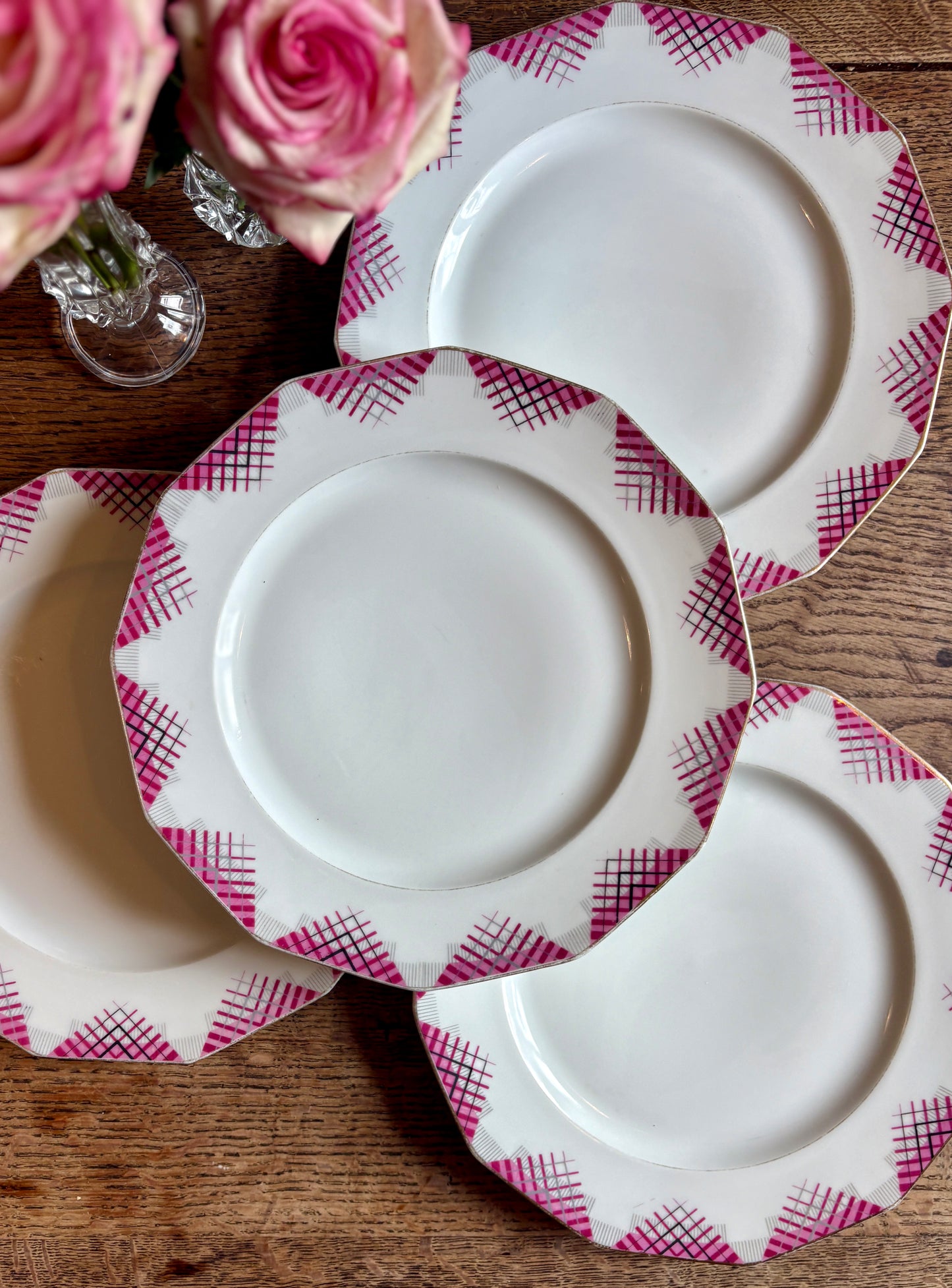 Lot de 4 assiettes plates vintage en porcelaine de Limoges