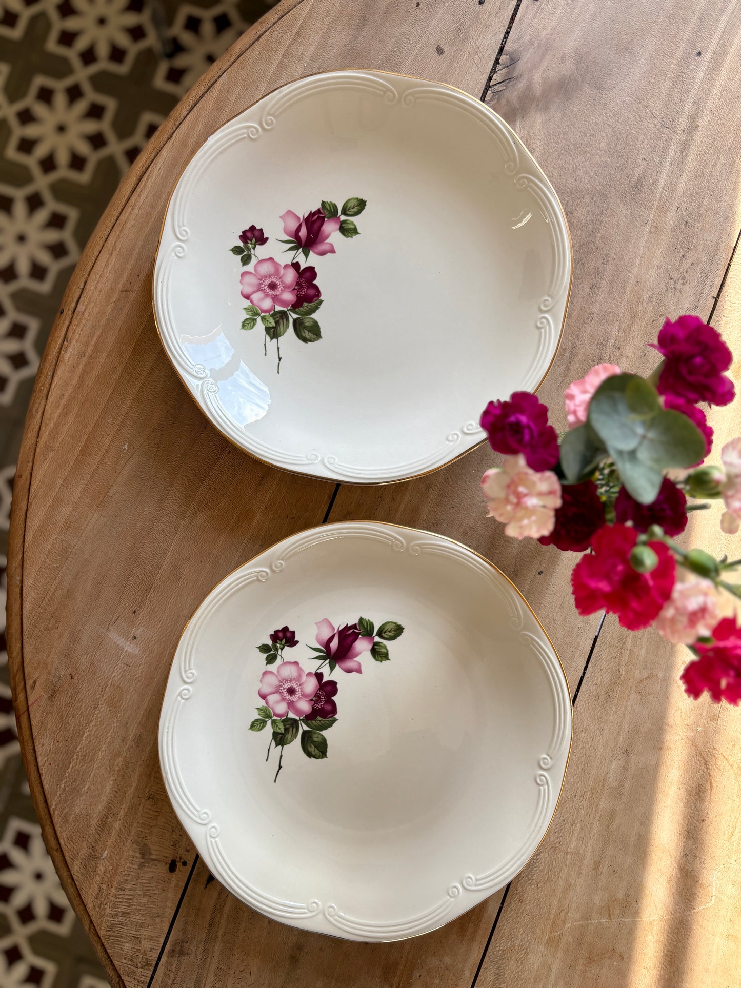 Lot de 2 plats ronds vintage - modèle Chinon de Gien