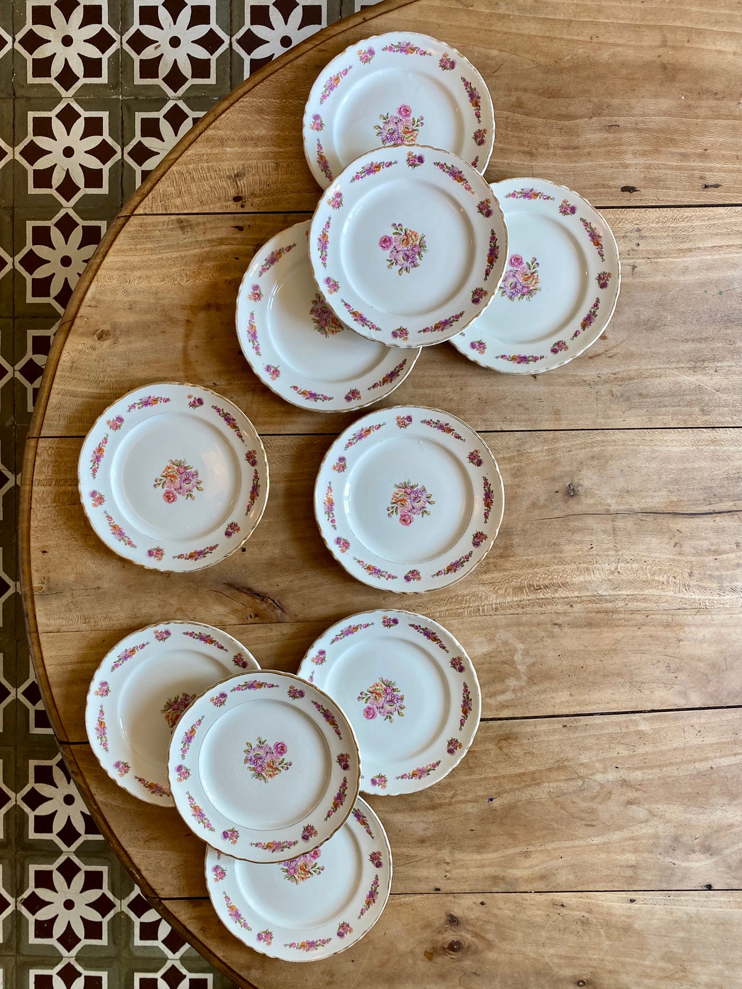 Lot de 10 assiettes à dessert vintage - Princesse de Moulin des Loups