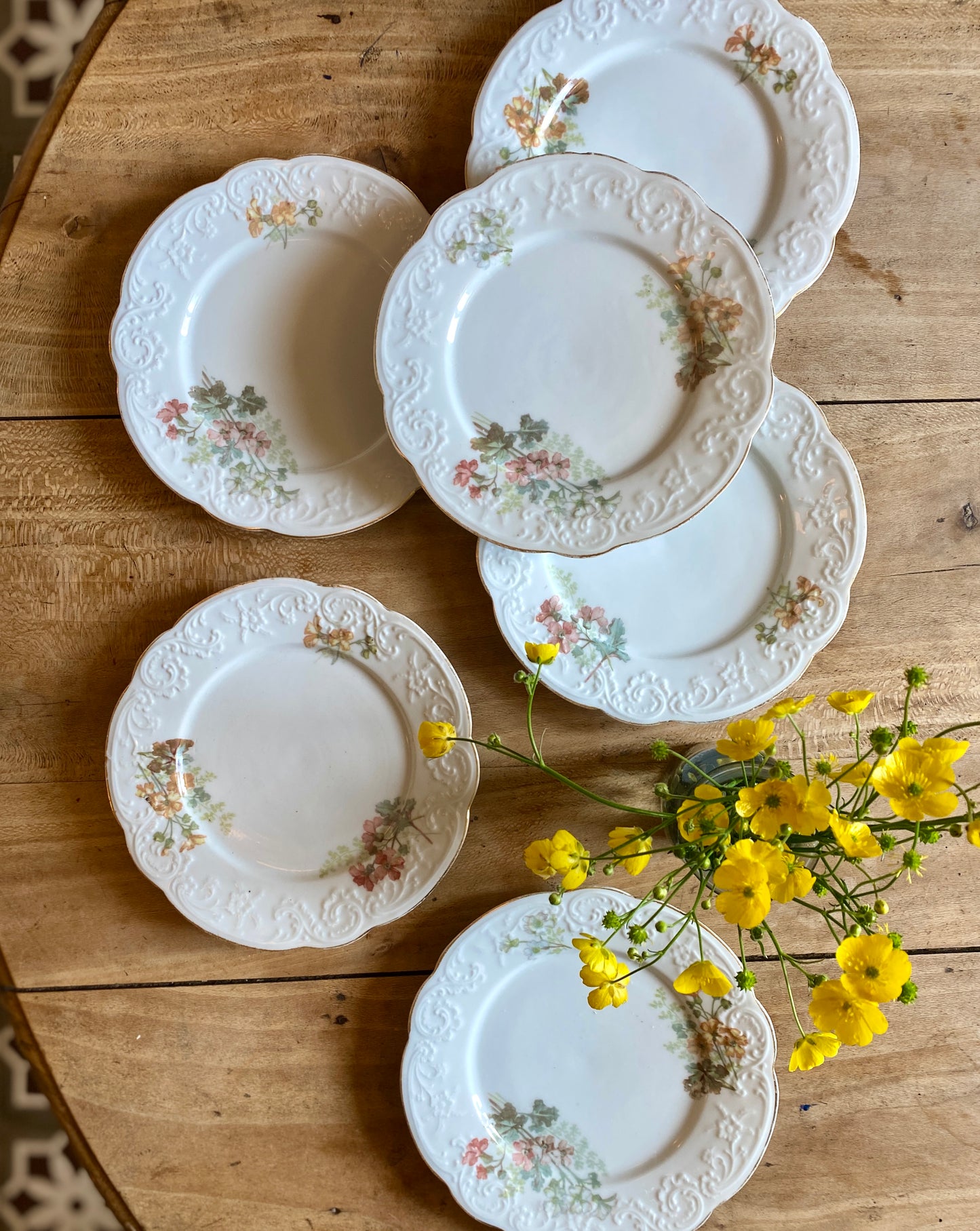Lot de 6 assiettes à dessert vintage en porcelaine