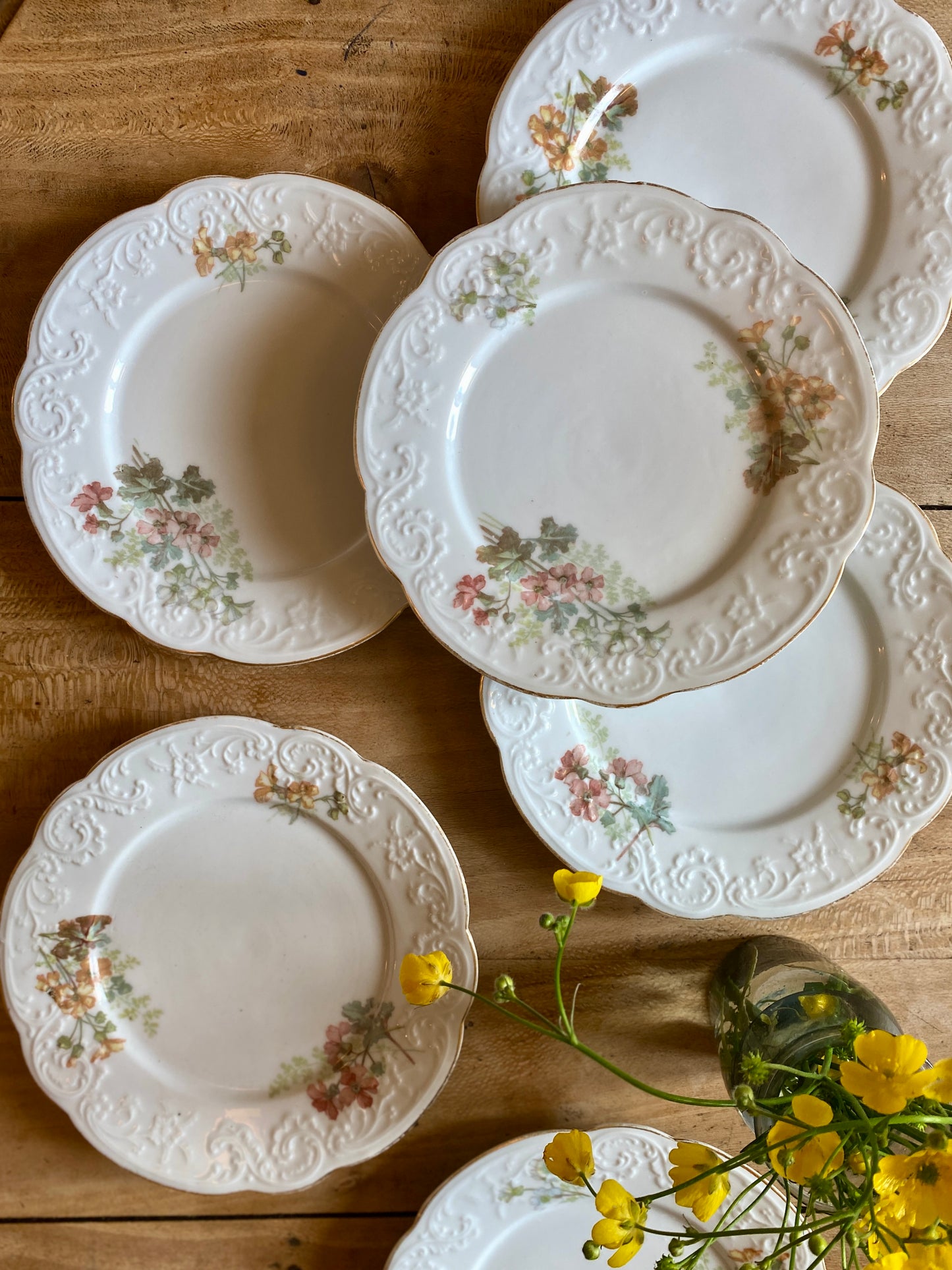 Lot de 6 assiettes à dessert vintage en porcelaine