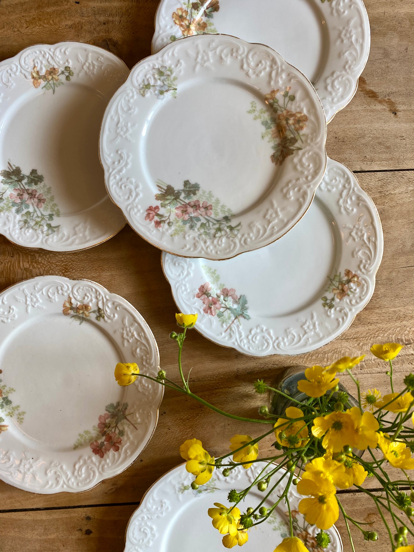 Lot de 6 assiettes à dessert vintage en porcelaine