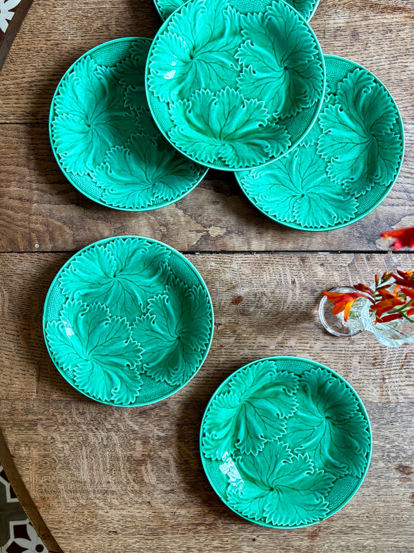 Lot de 6 assiettes vintage en faïence verte