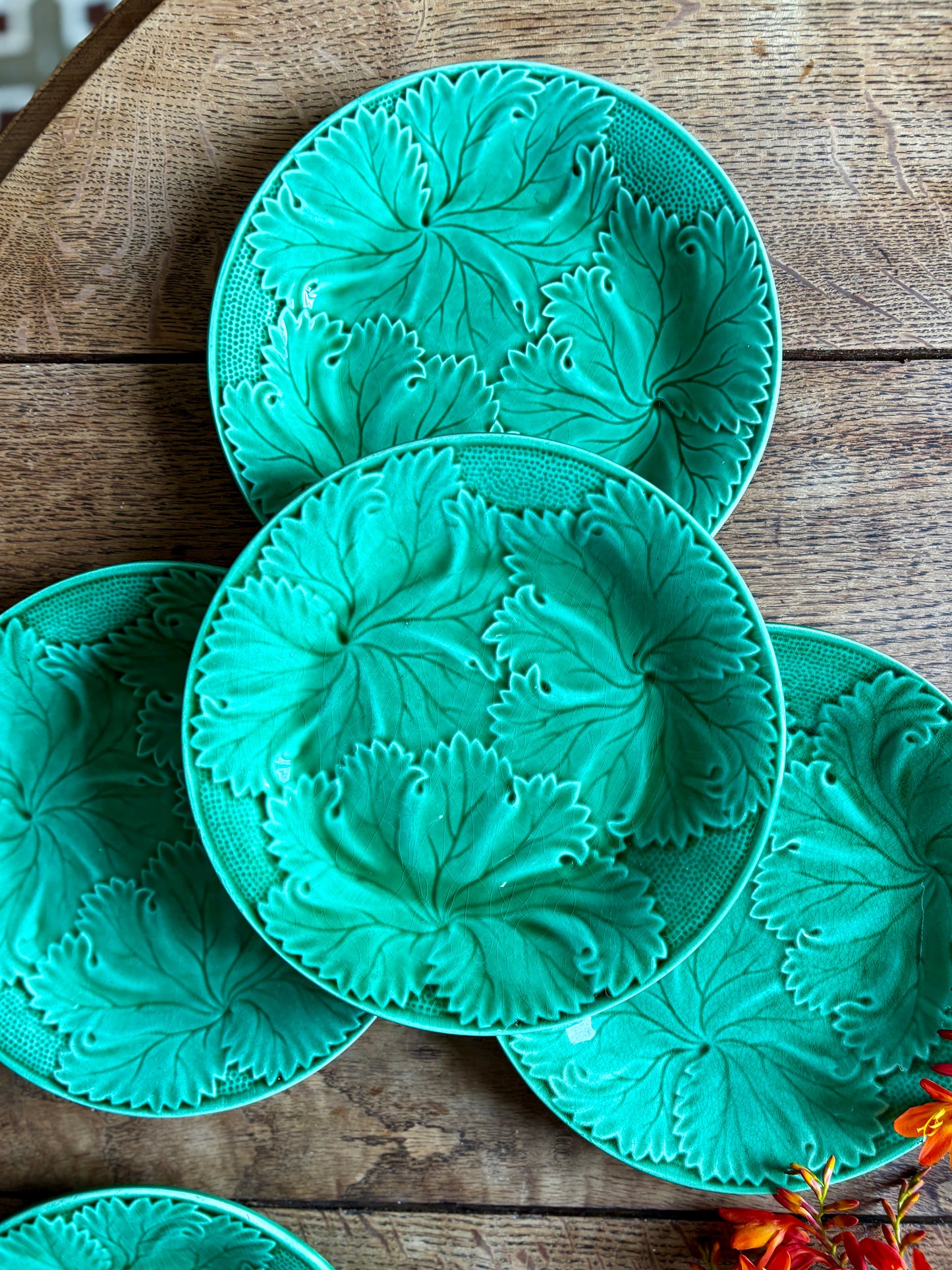 Lot de 6 assiettes vintage en faïence verte