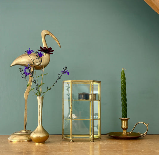 Vitrine vintage en verre et laiton