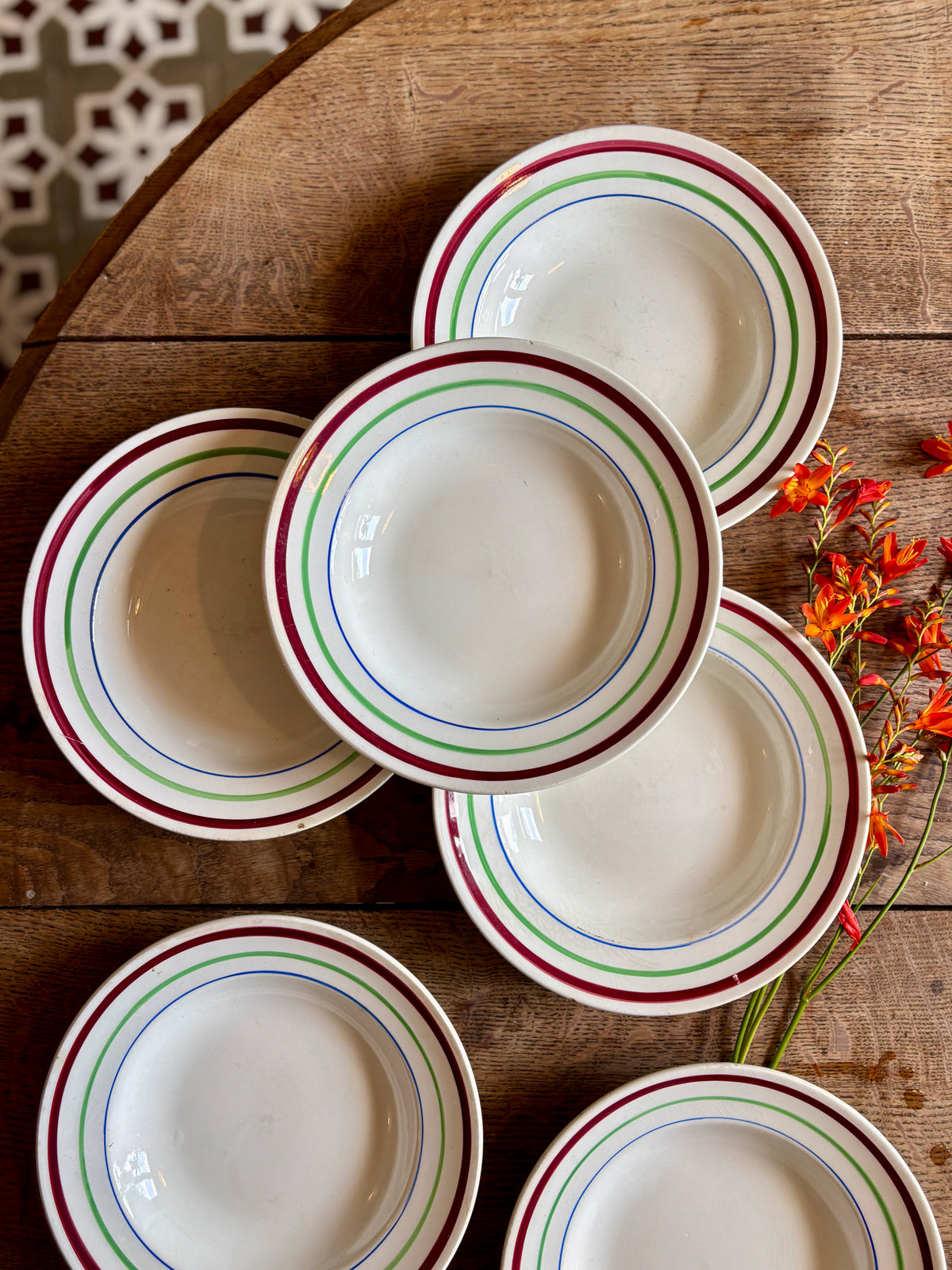 Lot de 6 assiettes creuses vintage, modèles Gildas