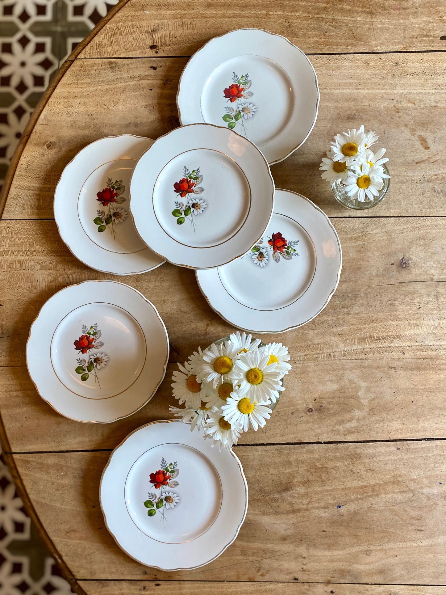Lot de 6 assiettes à dessert vintage - modèle Mulhouse de Badonvillier