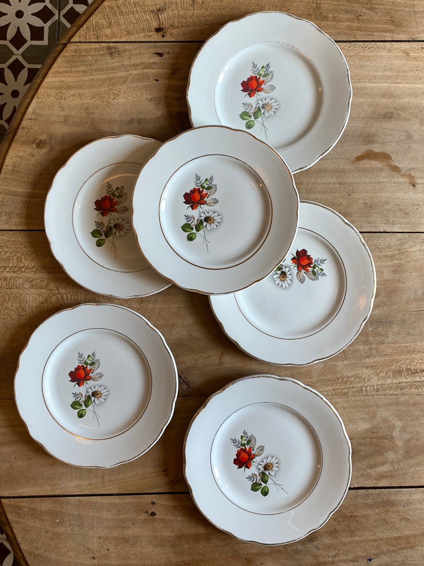 Lot de 6 assiettes à dessert vintage - modèle Mulhouse de Badonvillier