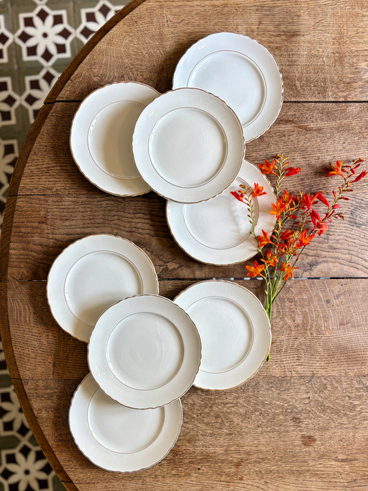 Lot de 8 assiettes à dessert vintage Moulin des Loups
