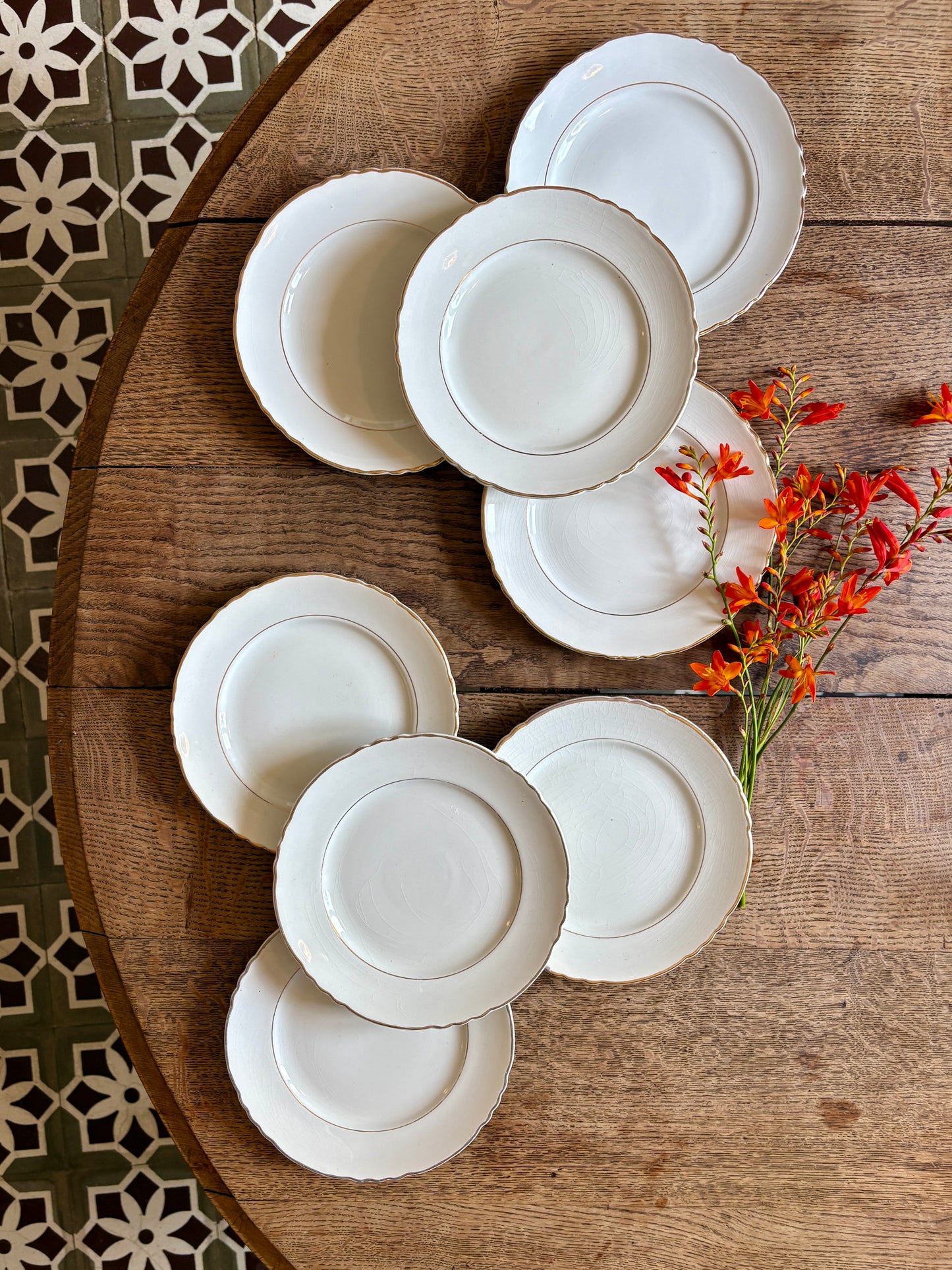 Lot de 8 assiettes à dessert vintage Moulin des Loups