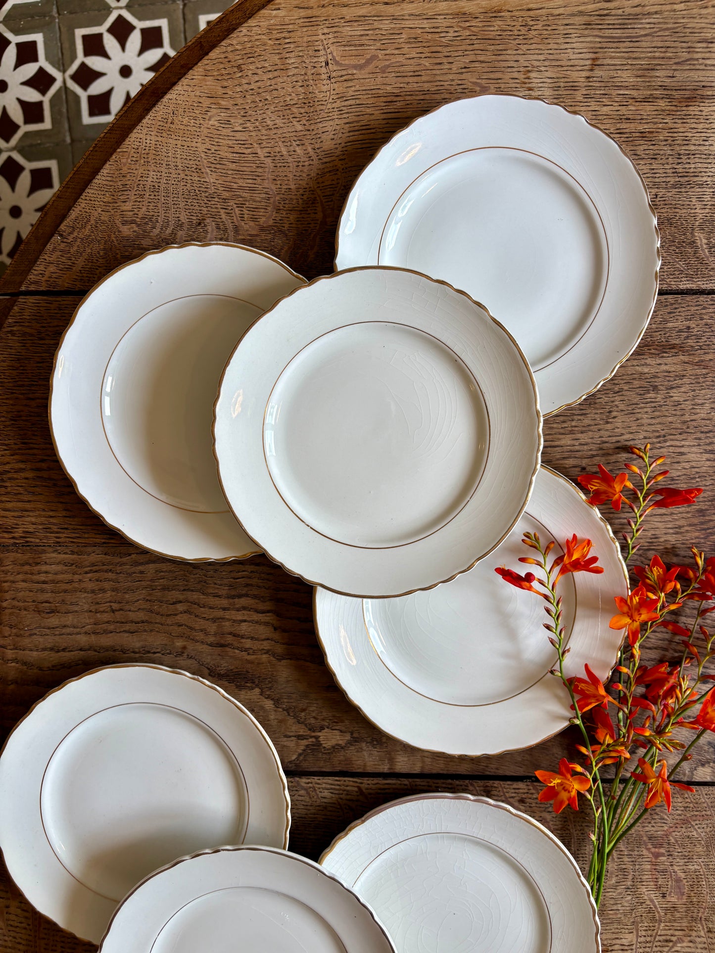 Lot de 8 assiettes à dessert vintage Moulin des Loups
