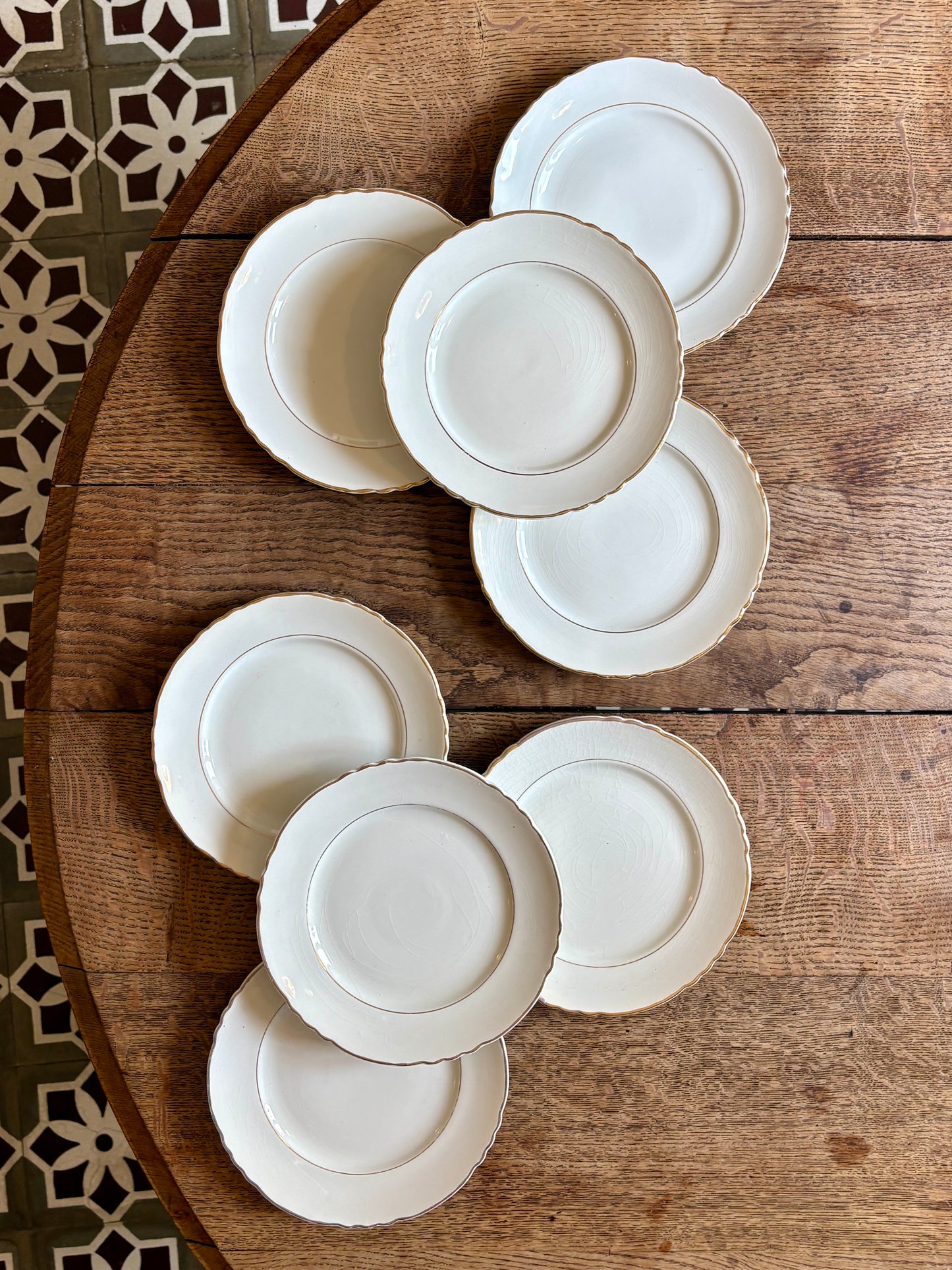 Lot de 8 assiettes à dessert vintage Moulin des Loups