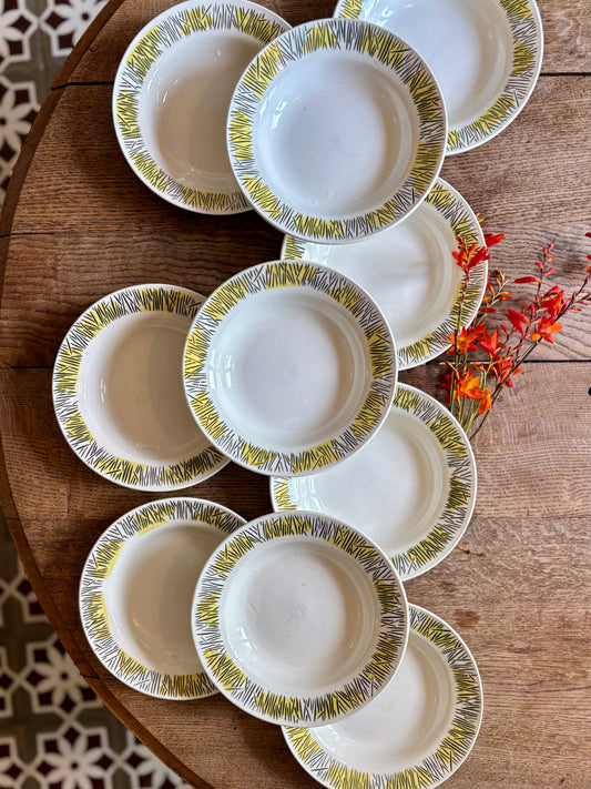 Lot de 10 assiettes creuses vintage, modèles Monico de Digoin/Sarreguemines