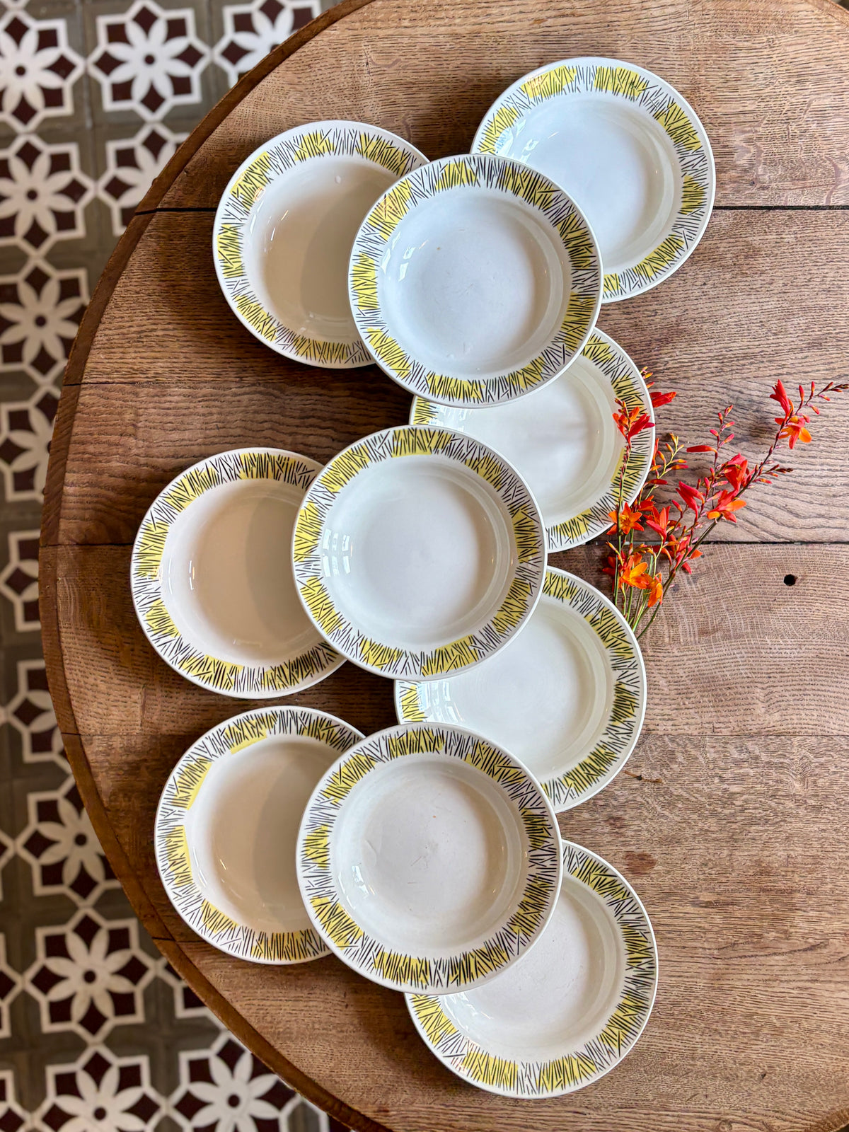 Lot de 10 assiettes creuses vintage, modèles Monico de Digoin/Sarreguemines