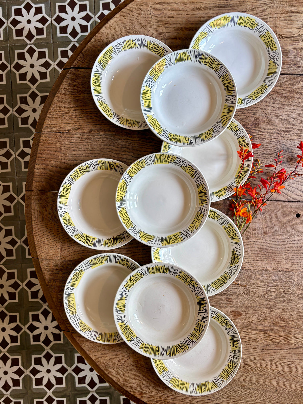 Lot de 10 assiettes creuses vintage, modèles Monico de Digoin/Sarreguemines