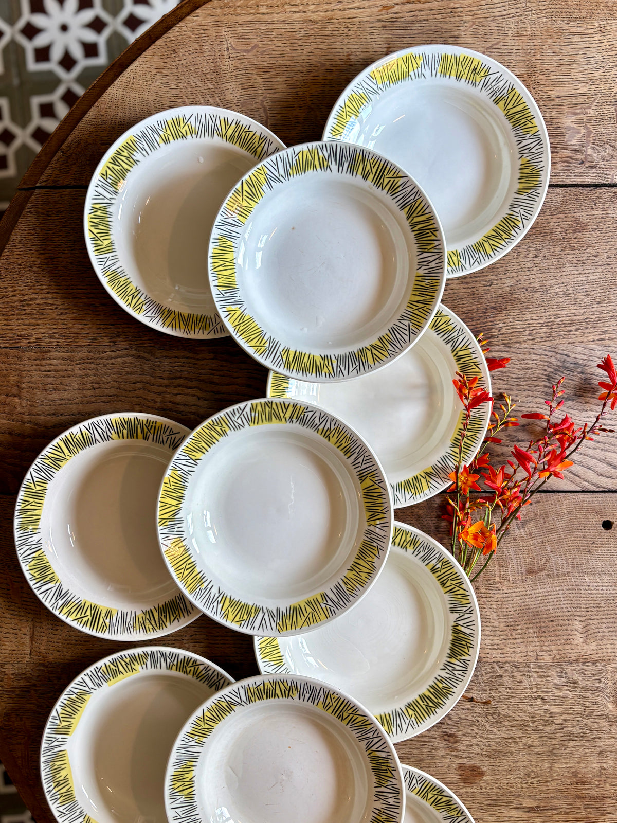 Lot de 10 assiettes creuses vintage, modèles Monico de Digoin/Sarreguemines