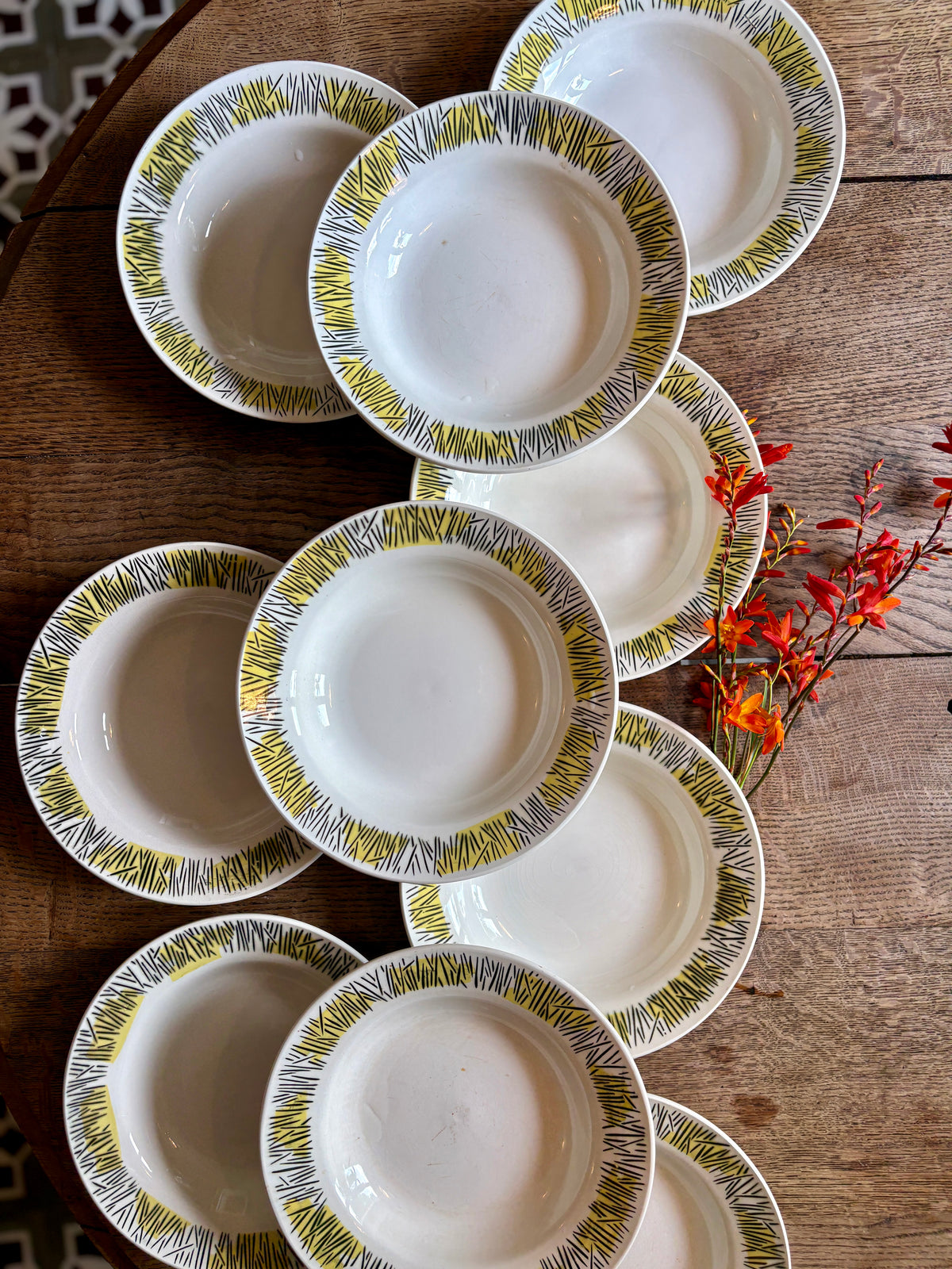 Lot de 10 assiettes creuses vintage, modèles Monico de Digoin/Sarreguemines
