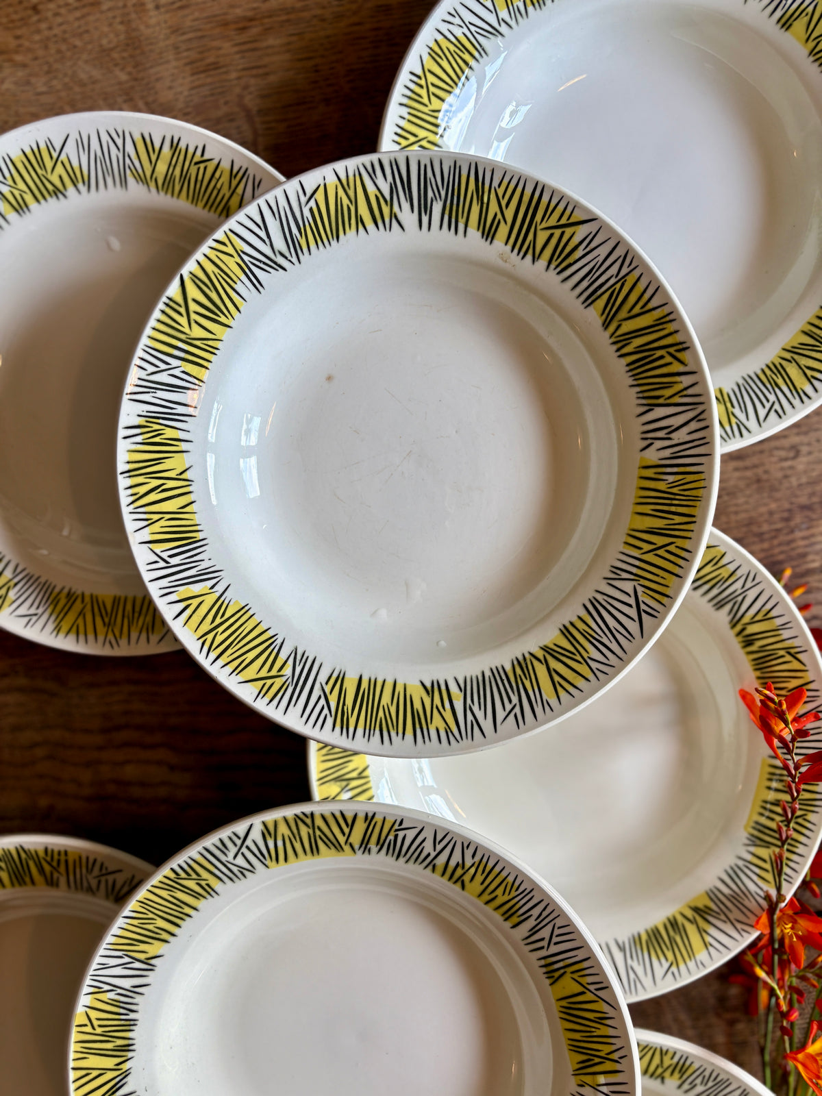 Lot de 10 assiettes creuses vintage, modèles Monico de Digoin/Sarreguemines