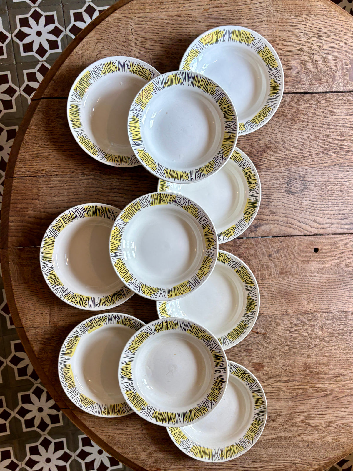 Lot de 10 assiettes creuses vintage, modèles Monico de Digoin/Sarreguemines