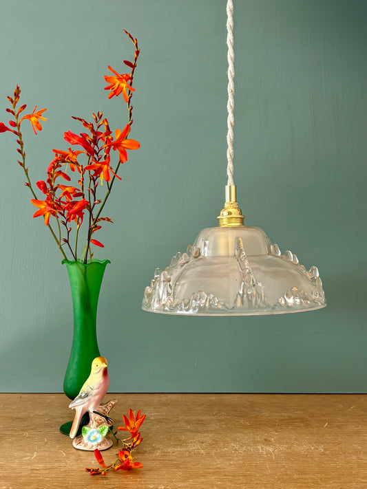 Suspension abat-jour vintage en verre dépoli (DF1)