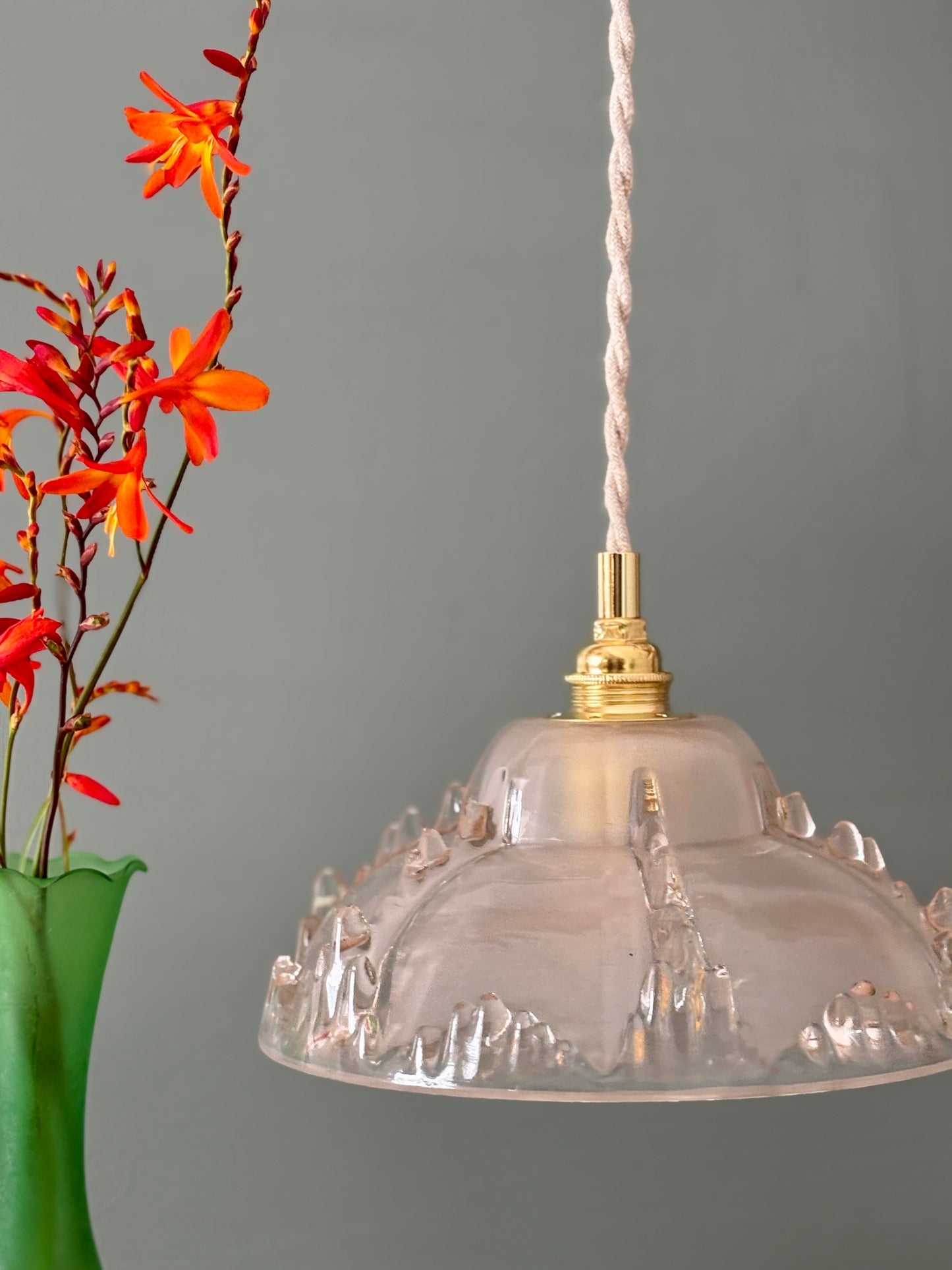 Suspension abat-jour vintage en verre dépoli (DF1)