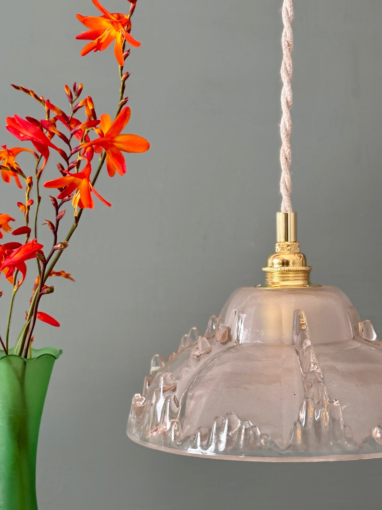 Suspension abat-jour vintage en verre dépoli (DF1)