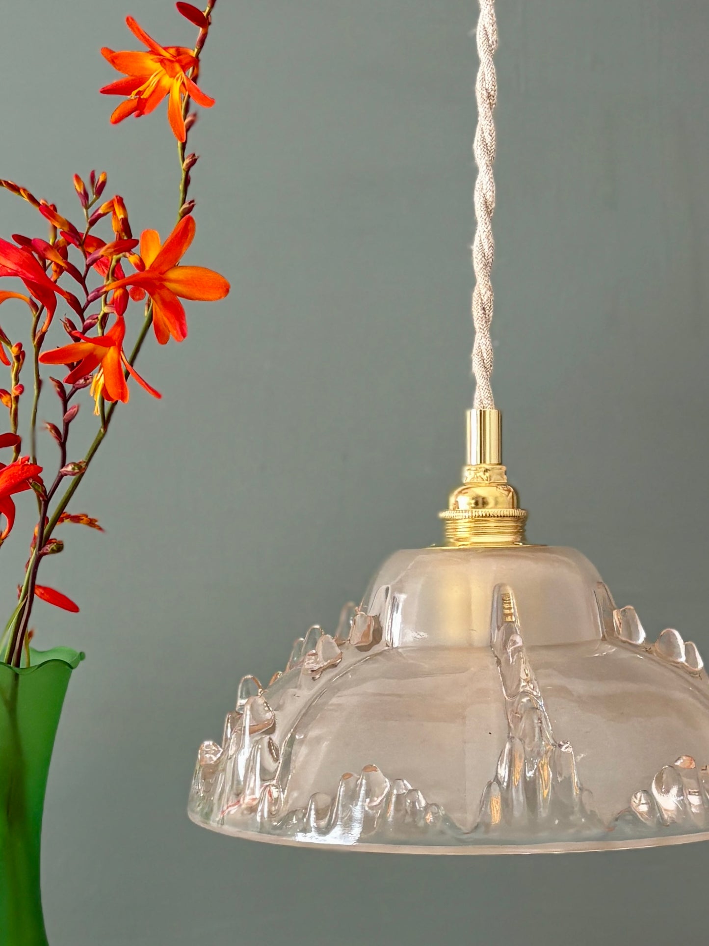 Suspension abat-jour vintage en verre dépoli (DF1)