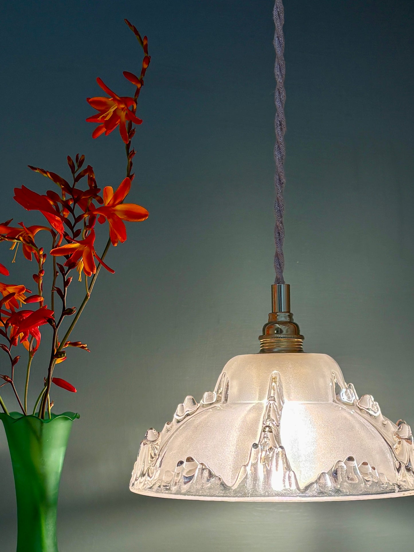 Suspension abat-jour vintage en verre dépoli (DF1)
