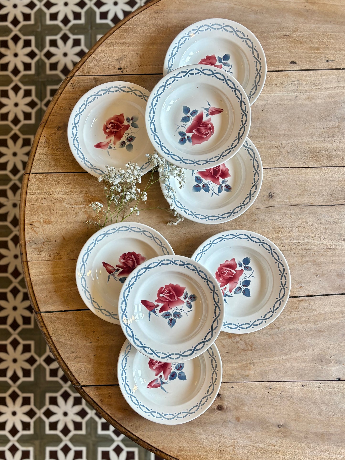 Lot de 8 assiettes creuse vintage - modèle Janine de Digoin Sarrreguemines