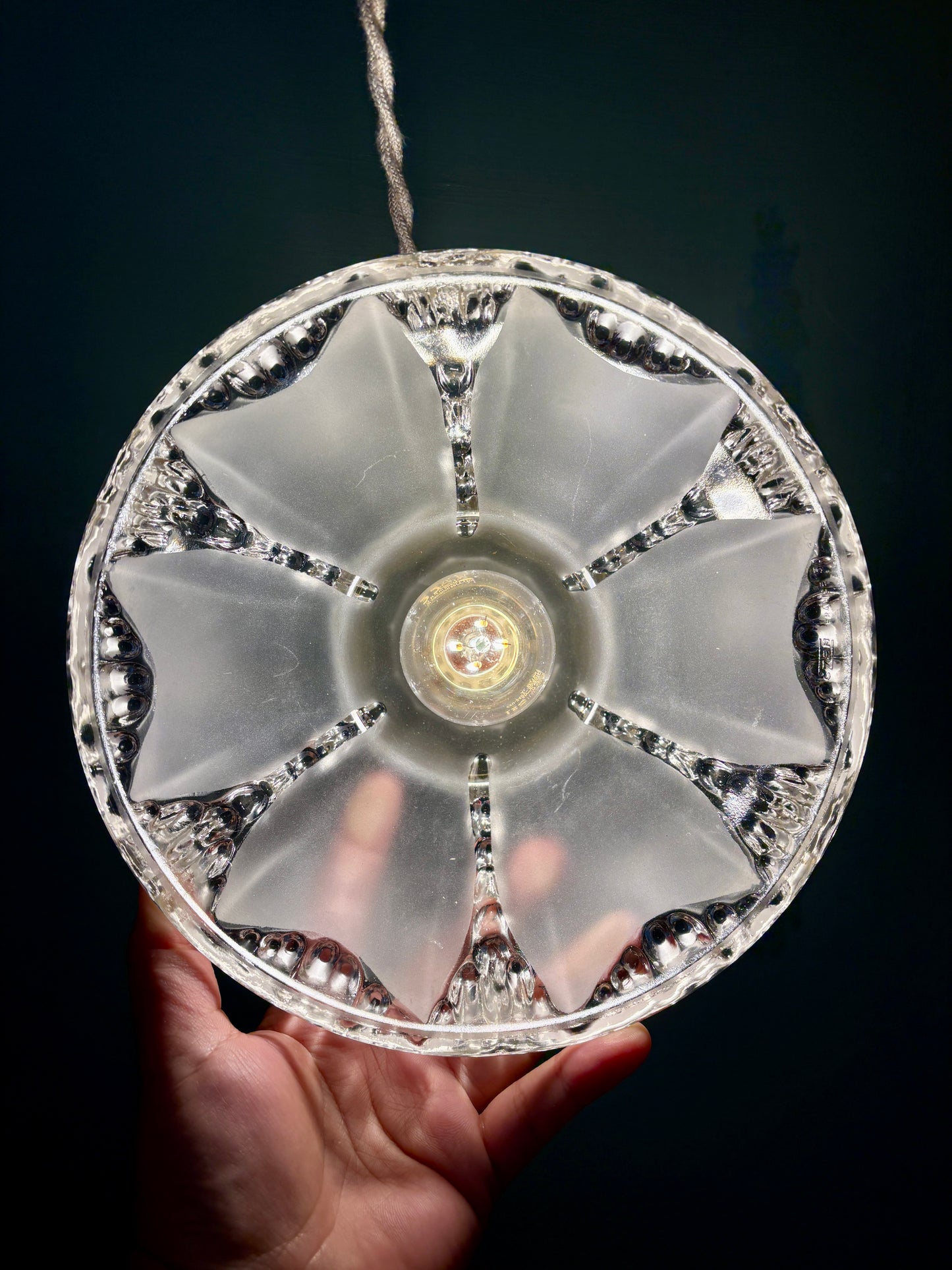 Suspension abat-jour vintage en verre dépoli (DF1)
