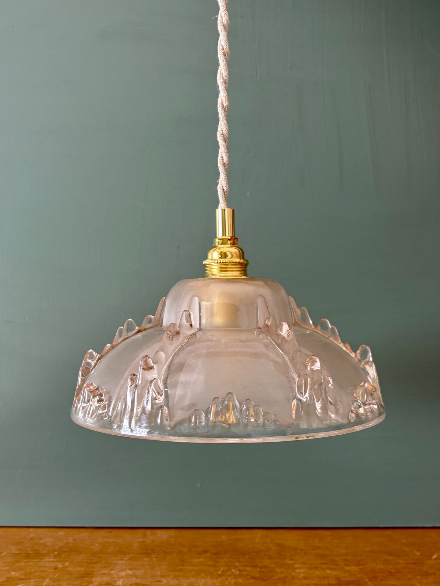 Suspension abat-jour vintage en verre dépoli (DF1)
