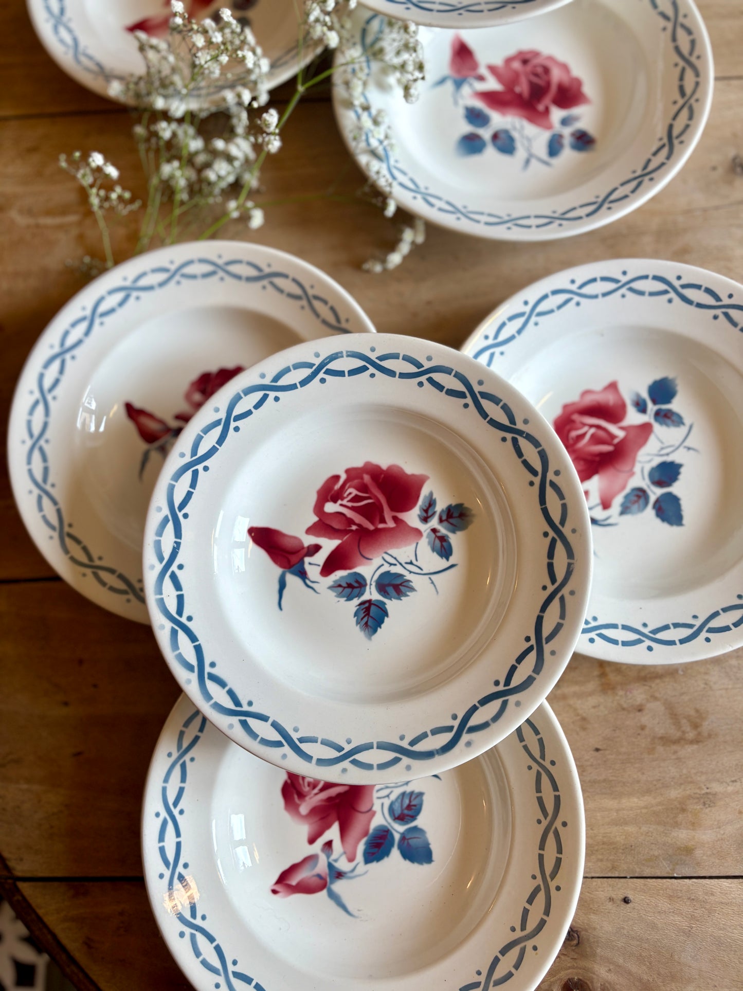 Lot de 8 assiettes creuse vintage - modèle Janine de Digoin Sarrreguemines