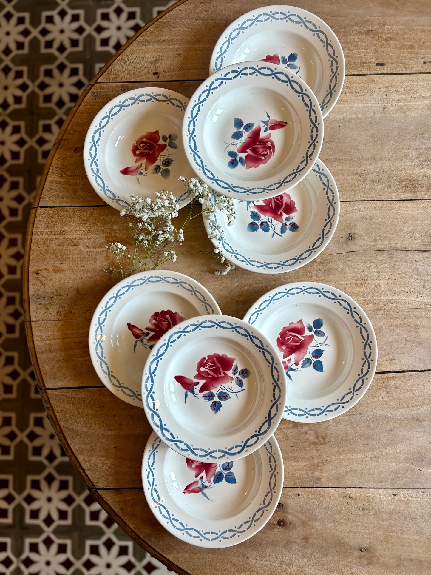 Lot de 8 assiettes creuse vintage - modèle Janine de Digoin Sarrreguemines