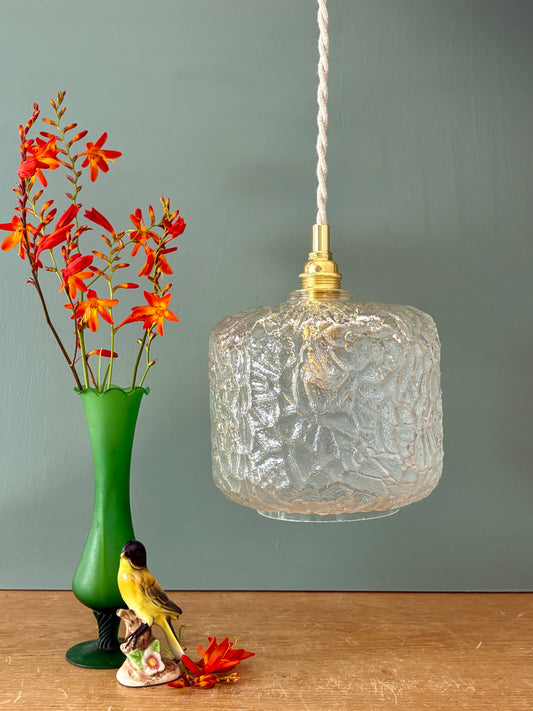 Suspension globe vintage en verre transparent (GLC01)