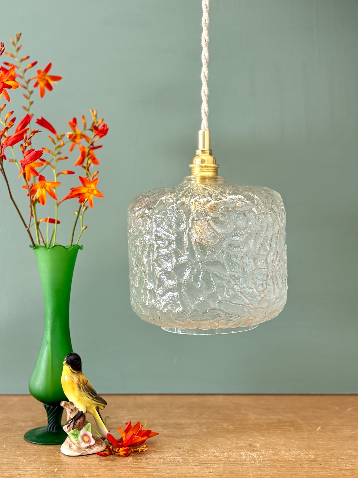Suspension globe vintage en verre transparent (GLC01)