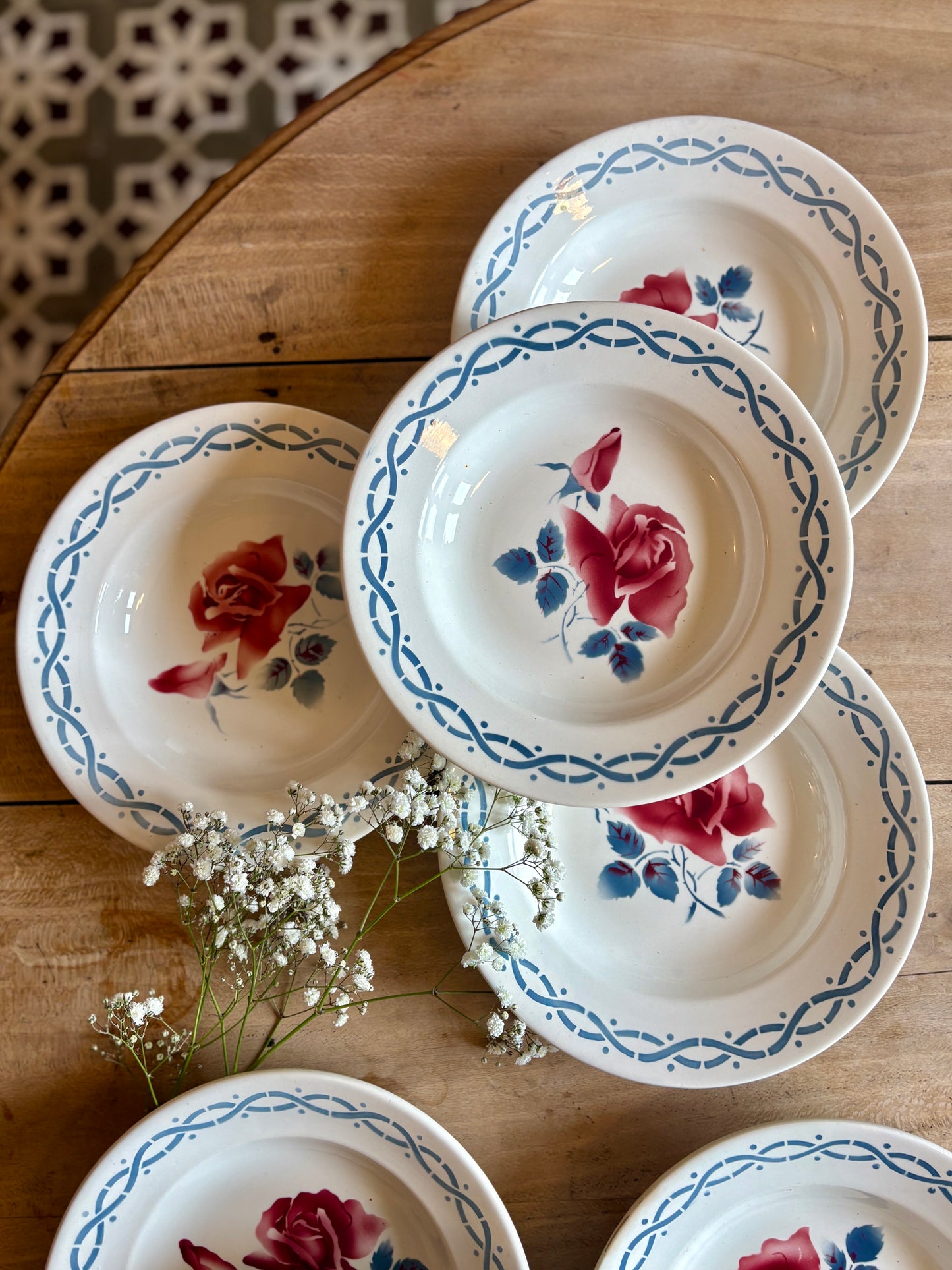 Lot de 8 assiettes creuse vintage - modèle Janine de Digoin Sarrreguemines