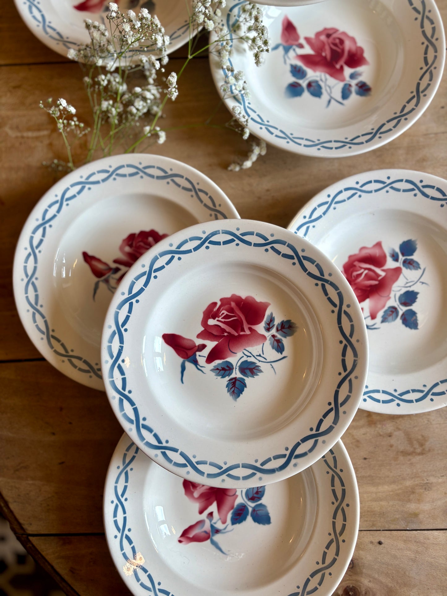 Lot de 8 assiettes creuse vintage - modèle Janine de Digoin Sarrreguemines