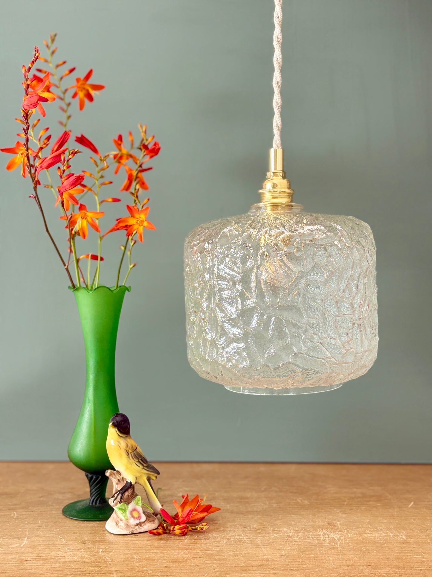 Suspension globe vintage en verre transparent (GLC01)