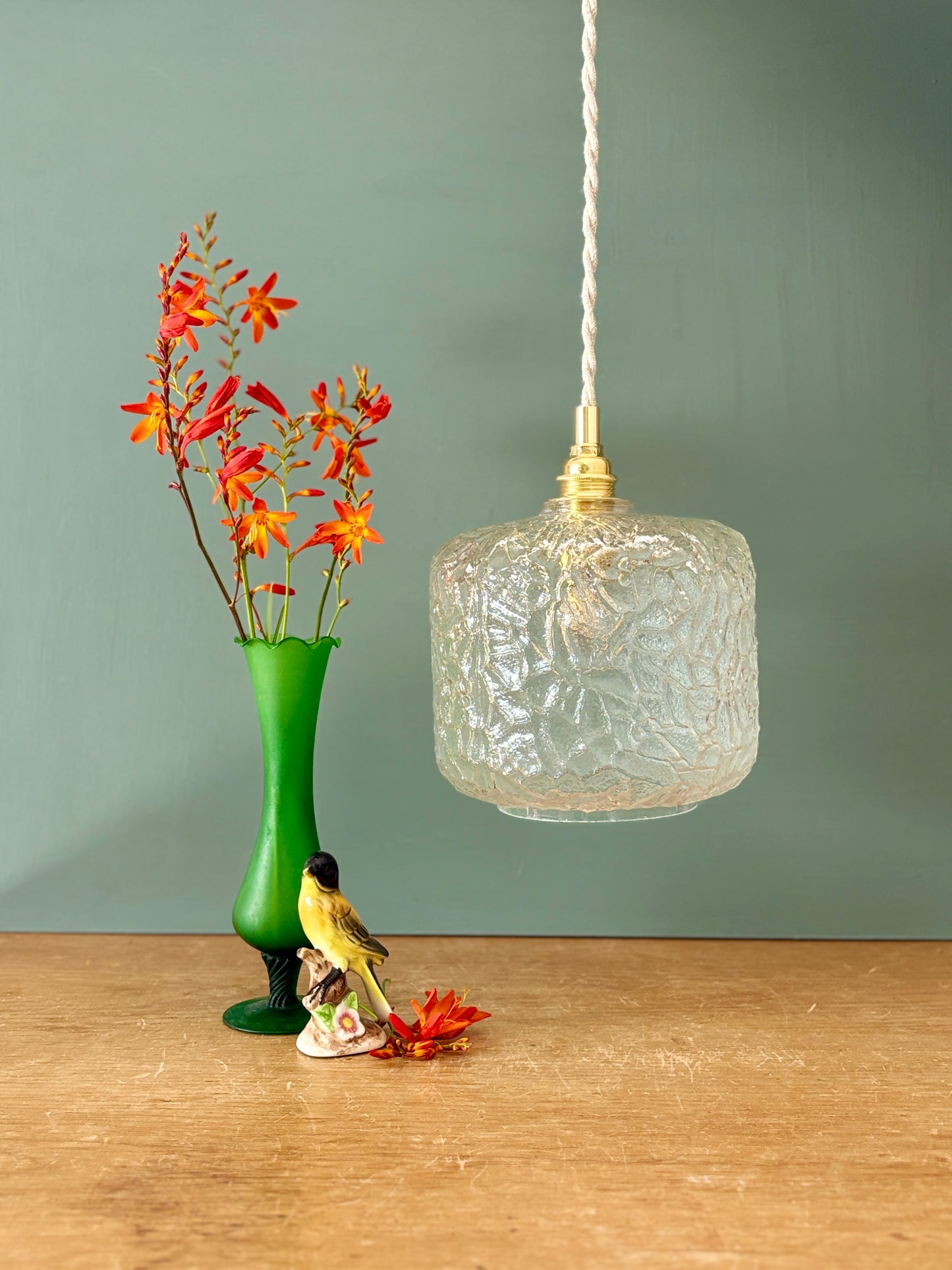 Suspension globe vintage en verre transparent (GLC01)