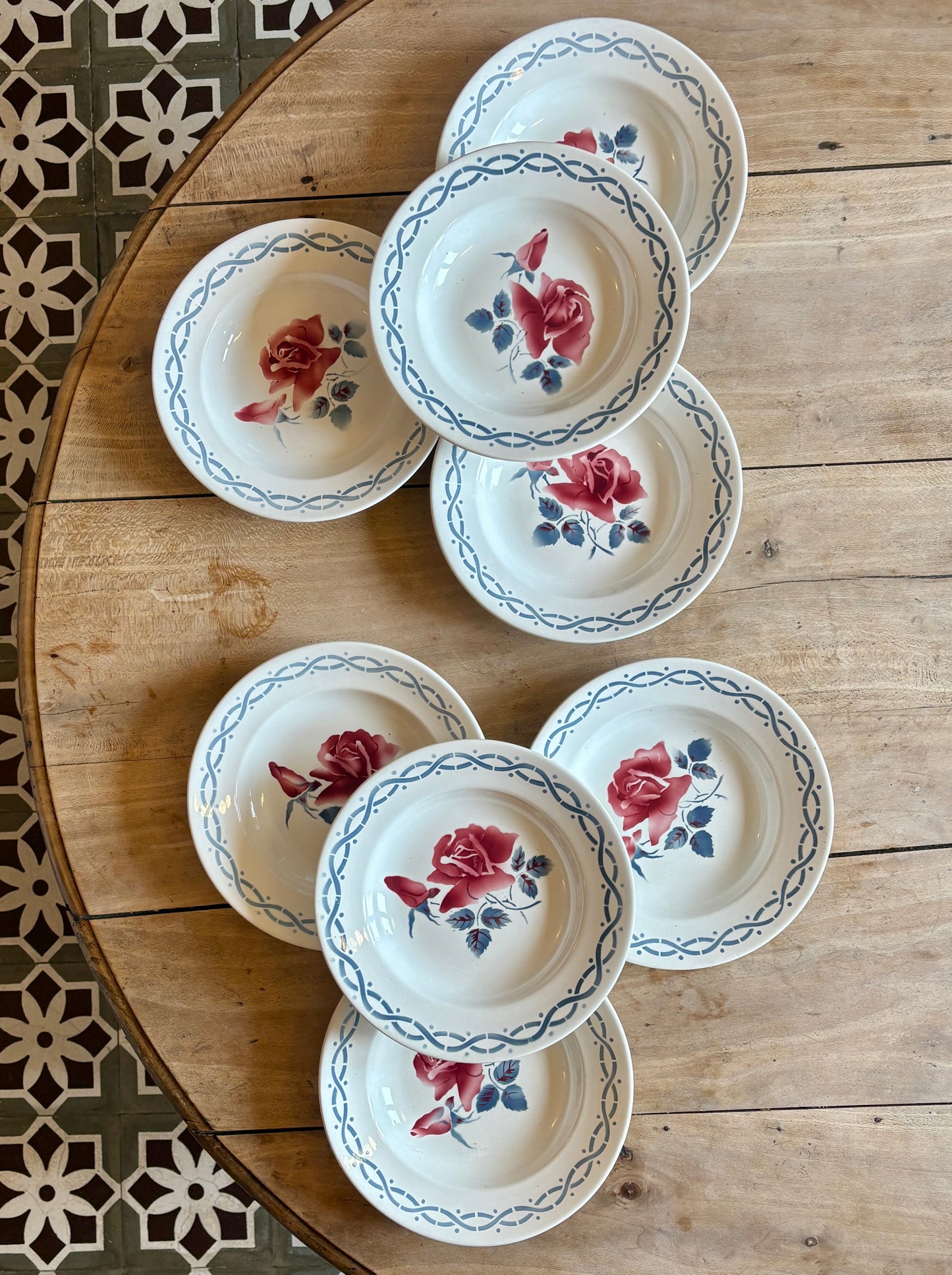 Lot de 8 assiettes creuse vintage - modèle Janine de Digoin Sarrreguemines
