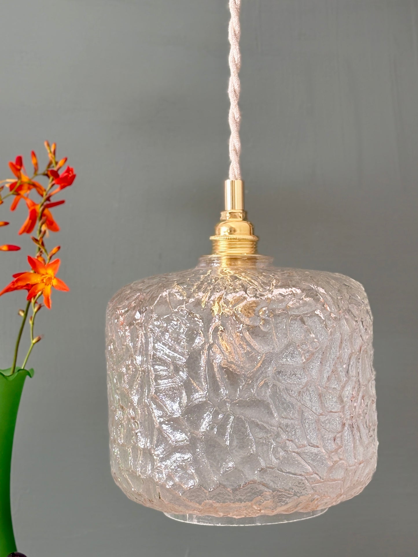 Suspension globe vintage en verre transparent (GLC01)