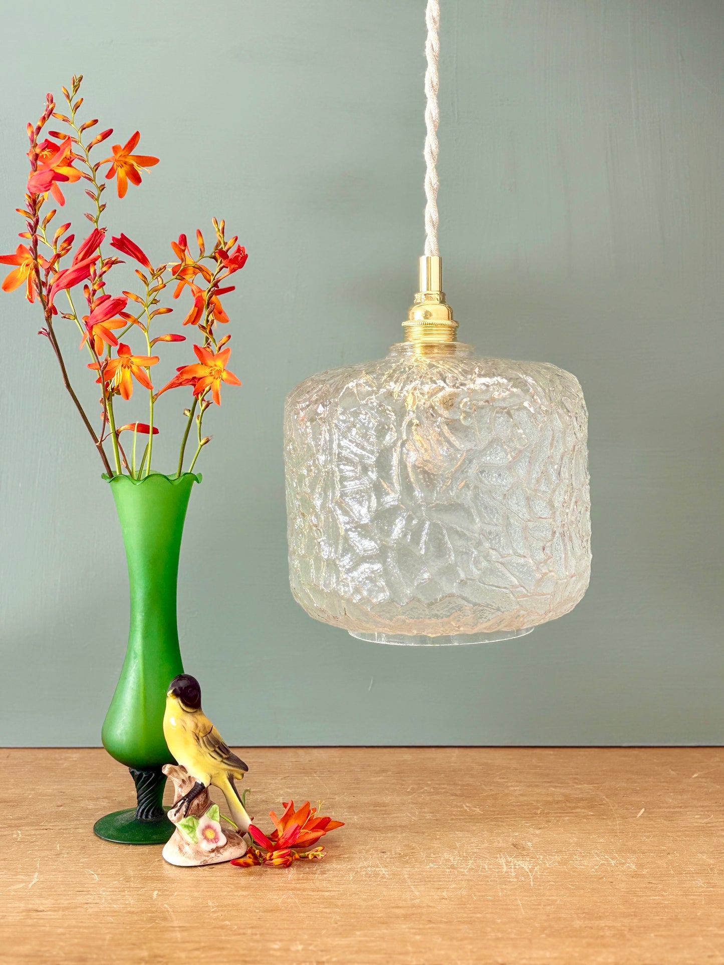 Suspension globe vintage en verre transparent (GLC01)