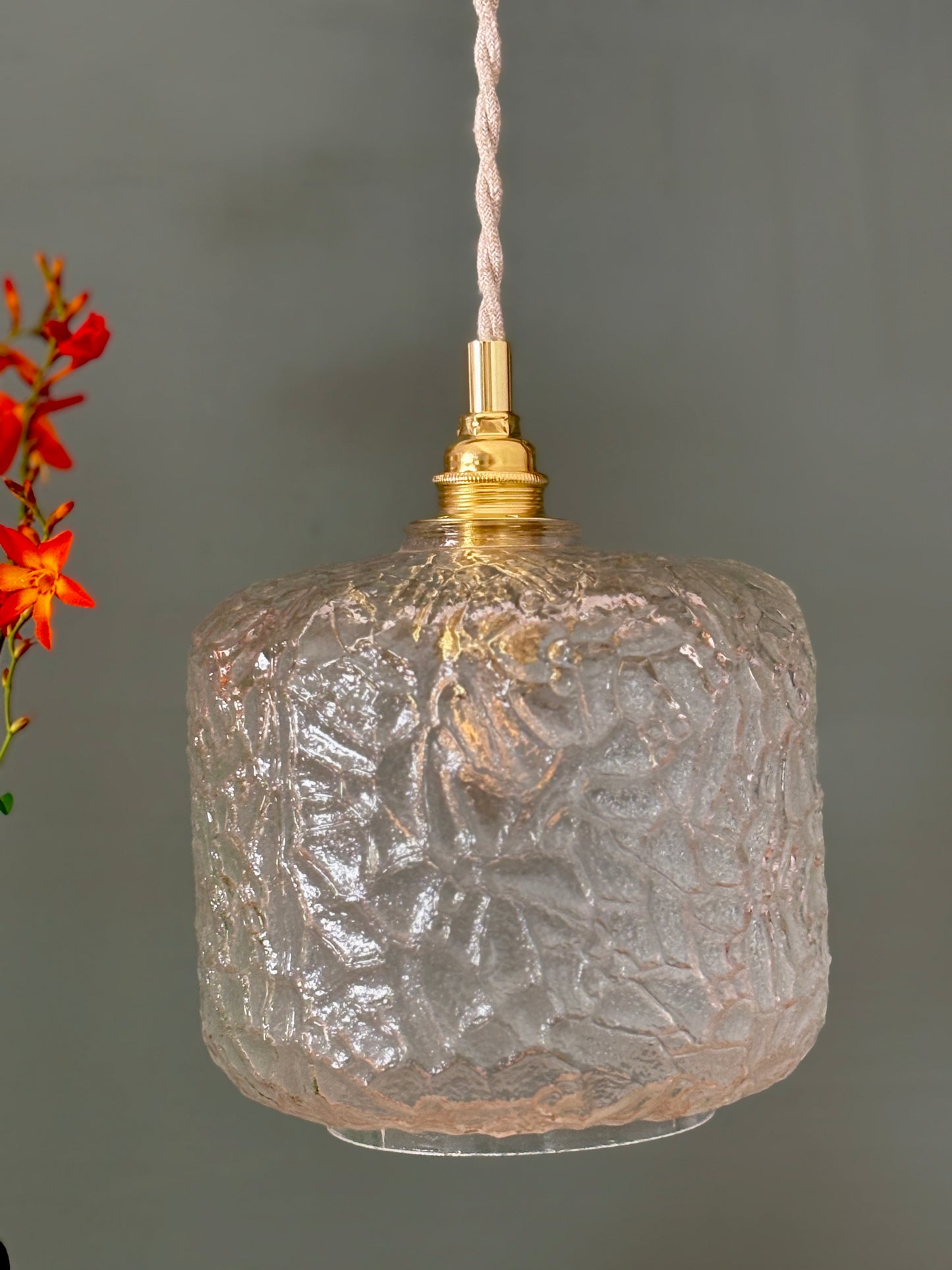 Suspension globe vintage en verre transparent (GLC01)