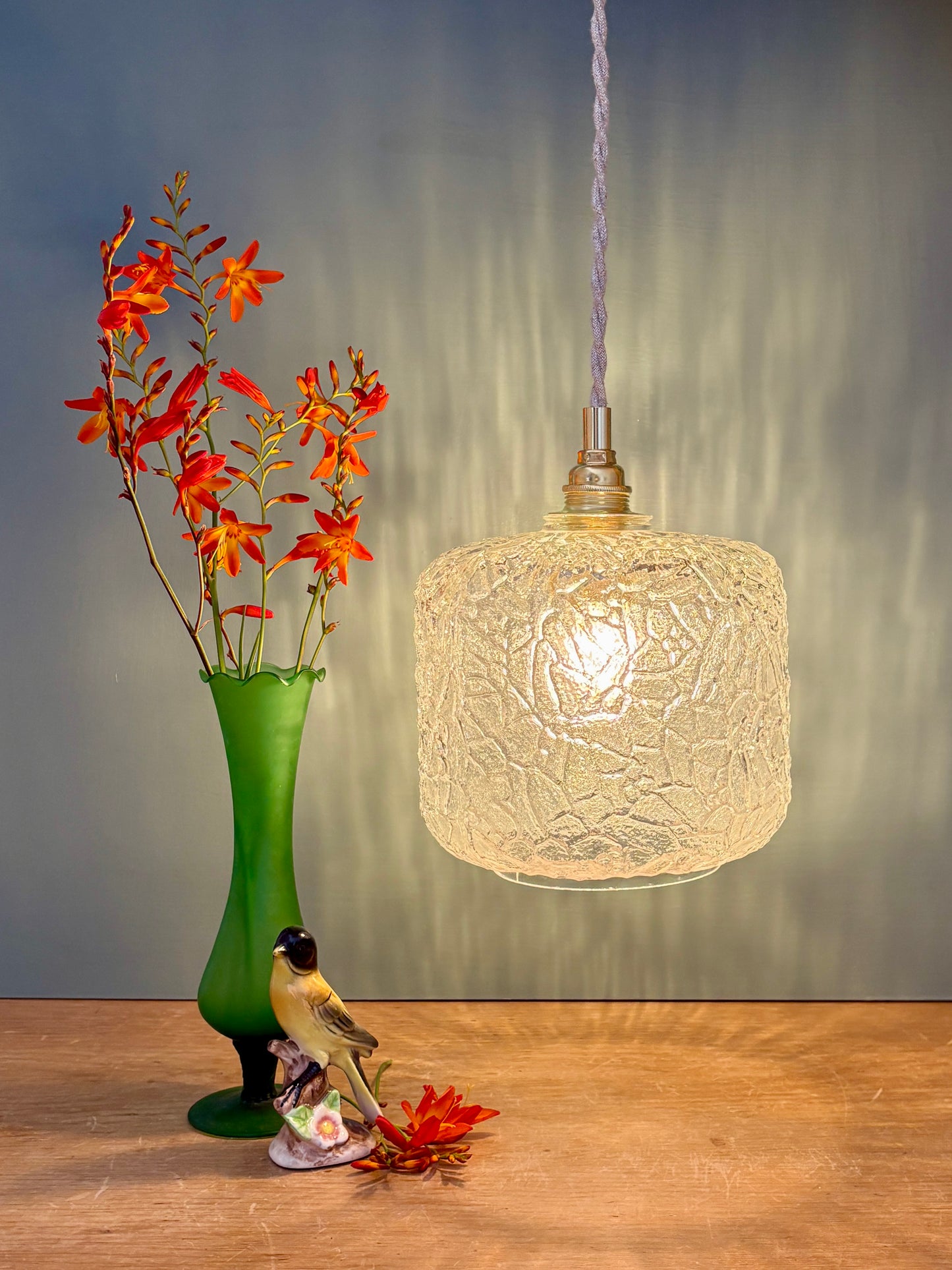 Suspension globe vintage en verre transparent (GLC01)